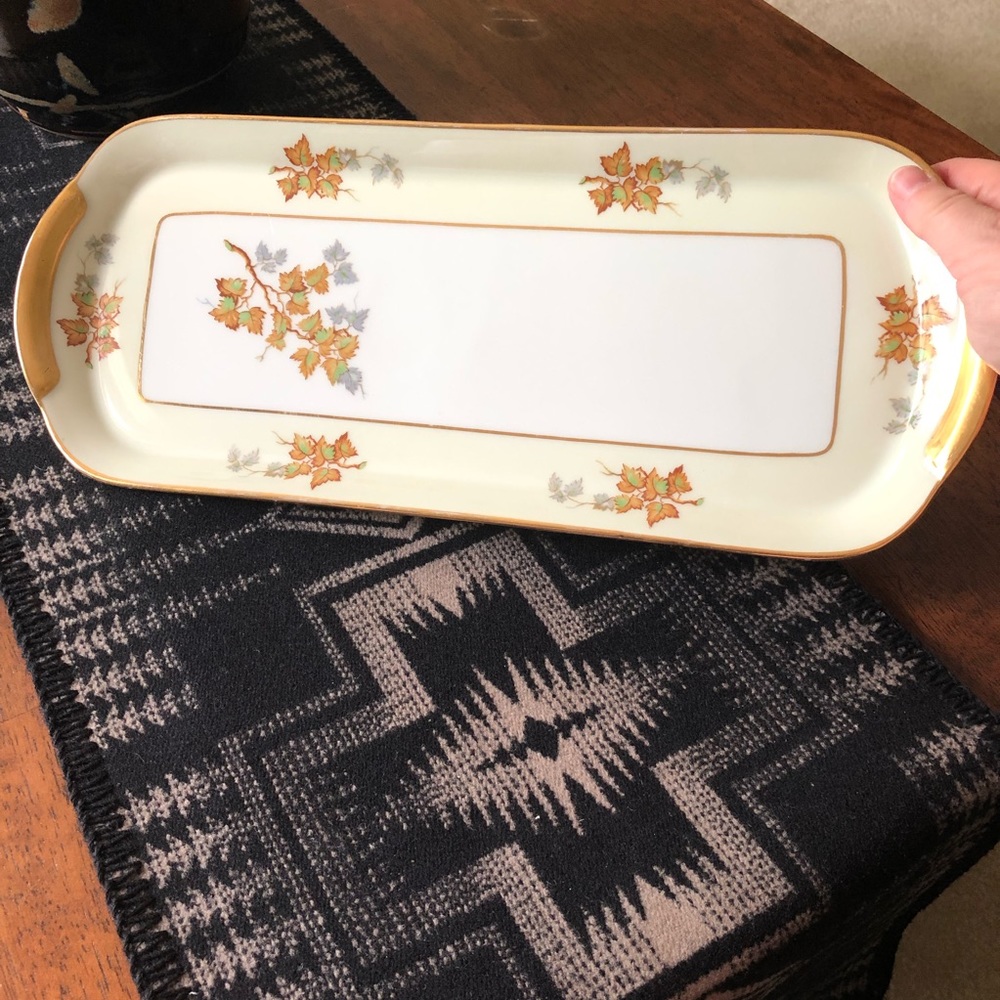 COPY - Vintage CH Field Haviland Limoges France Gold Fall Leaf Rectangula Dish
